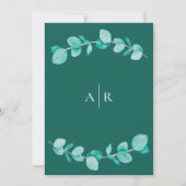 Elegant Blauwgroen Greenery Waterverf Modern Weddi Kaart (Achterkant)