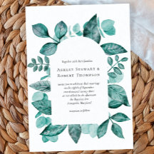 Elegant Blauwgroen Greenery Waterverf Modern Weddi