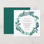 Elegant Blauwgroen Greenery Waterverf Modern Weddi Kaart (Voorkant / Achterkant)