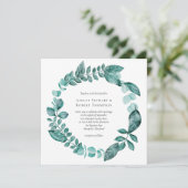 Elegant Blauwgroen Greenery Waterverf Modern Weddi Kaart (Staand voorkant)