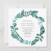 Elegant Blauwgroen Greenery Waterverf Modern Weddi Kaart (Voorkant)
