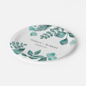 Elegant Blauwgroen Greenery Waterverf Modern Weddi Papieren Bordje (Gekanteld)