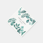 Elegant Blauwgroen Greenery Waterverf Modern Weddi Servet (Hoek)