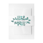 Elegant Blauwgroen Greenery Waterverf Modern Weddi Uitnodigingen Wikkel (Voorkant Voorbeeld)