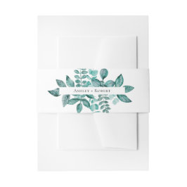 Elegant Blauwgroen Greenery Waterverf Modern Weddi Uitnodigingen Wikkel