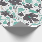 Elegant Blauwgroen grijs bruin Clematis Floral Pat Cadeaupapier (Hoek)