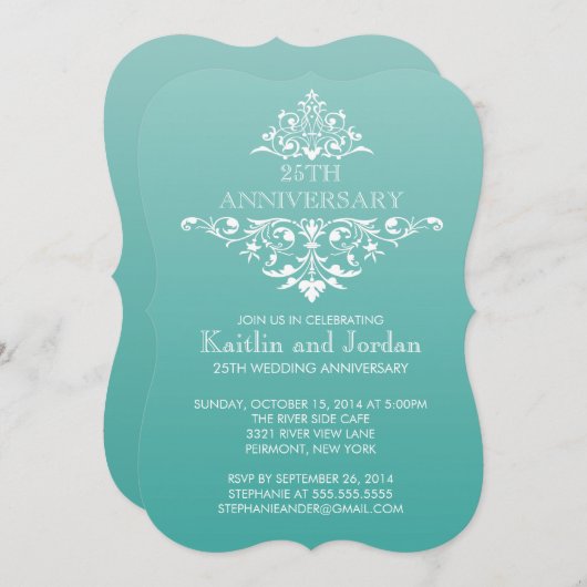 Elegant Blauwgroen Groen Blauw Vlaams Jubileum Par Kaart (Voorkant / Achterkant)