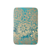 Elegant Blauwgroen Groen en Gold Mandala Pattern Badmat (Voorkant Verticaal)