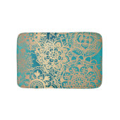 Elegant Blauwgroen Groen en Gold Mandala Pattern Badmat (Voorkant)