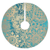 Elegant Blauwgroen Groen en Gold Mandala Pattern Kerstboom Rok (Voorkant)