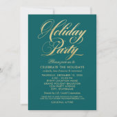 Elegant Blauwgroen Groen en Gold Script Holiday Pa Kaart (Voorkant)