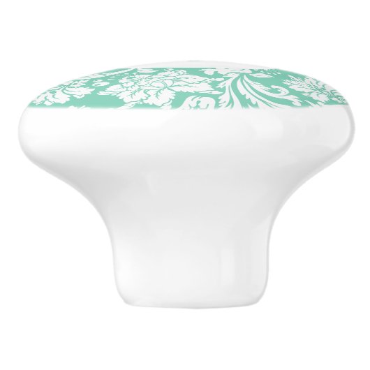 Elegant blauwgroen-groen en witte damkers 2 patroo keramische knop (Zijkant)