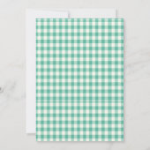 Elegant Blauwgroen Groen Gingham Script Vrijgezell Kaart (Achterkant)