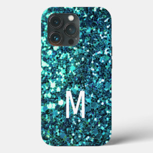 Elegant Blauwgroen Groen Glitter Custom monogramme Case-Mate iPhone Case