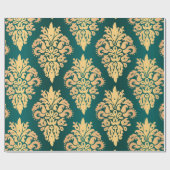 Elegant Blauwgroen Groen Goud Classic Damast Patte Cadeaupapier (Vlak)