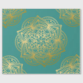 Elegant Blauwgroen groen goudpatroon Mandala Patte Cadeaupapier (Vlak)