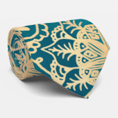 Elegant Blauwgroen groen goudpatroon Mandala Patte Stropdas (Opgerold)