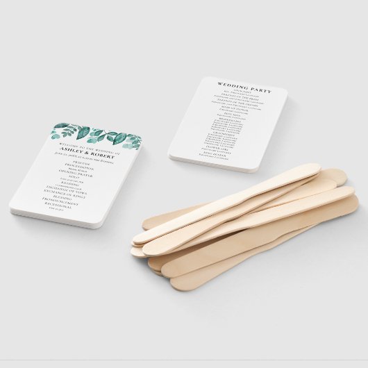 Elegant Blauwgroen groen laat trouwceremonie Handwaaier (Niet-gemonteerd)