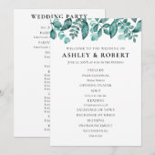 Elegant Blauwgroen groen laat trouwceremonie Programmakaart (Voorkant / Achterkant)