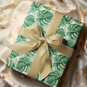 Elegant Blauwgroen groen Monstera Cadeaupapier
