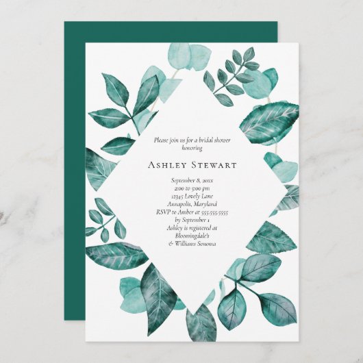 Elegant Blauwgroen groen Waterverf Vrijgezellenfee Kaart (Voorkant / Achterkant)