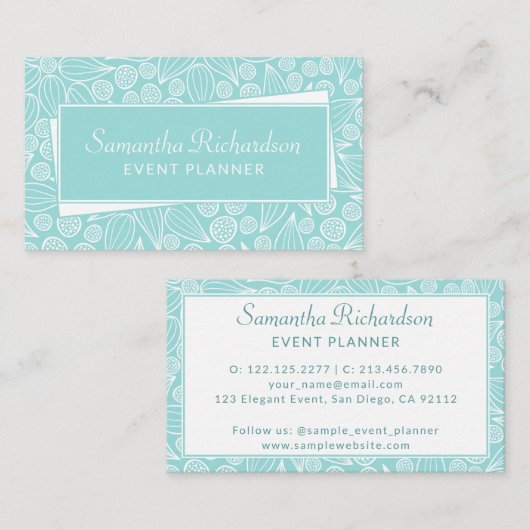 Elegant Blauwgroen groen wit Visitekaartje (Voorkant / Achterkant)