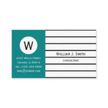 Elegant Blauwgroen Groen Witte Stripes Monogramed