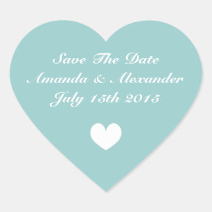 Elegant blauwgroen hart Bewaar de datum bruiloft s Hart Sticker