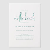 Elegant Blauwgroen Het strand Modern Wedding Vellum Uitnodigingen (Voorkant)
