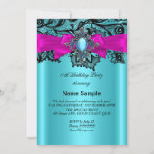 Elegant Blauwgroen Hot Pink Blauwe Birthday Party Kaart (Achterkant)