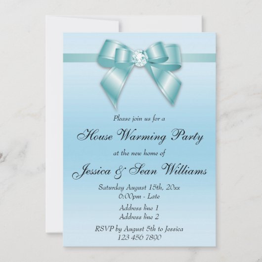 Elegant Blauwgroen How House Warming Party Kaart (Voorkant)