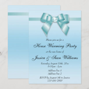 Elegant Blauwgroen How House Warming Party Kaart