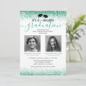 Elegant Blauwgroen Joint Afstuderen Foto Kaart (Staand voorkant)