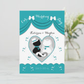 Elegant Blauwgroen kattenweddenschappen Kaart (Staand voorkant)