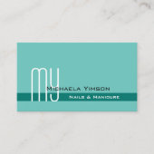 Elegant Blauwgroen Klassiek met Monogram Professio Visitekaartje (Voorkant)