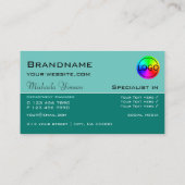 Elegant Blauwgroen klassieke afbeelding met Logo P Visitekaartje (Achterkant)