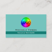 Elegant Blauwgroen klassieke afbeelding met Logo P Visitekaartje (Voorkant)