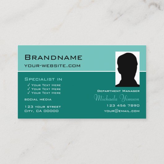 Elegant Blauwgroen Klassieke afbeelding met monogr Visitekaartje (Achterkant)