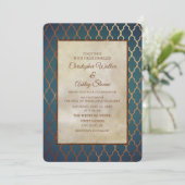 Elegant Blauwgroen koper bruiloft Kaart (Staand voorkant)