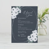Elegant Blauwgroen laurier bloemenrepetitie diner Kaart (Staand voorkant)