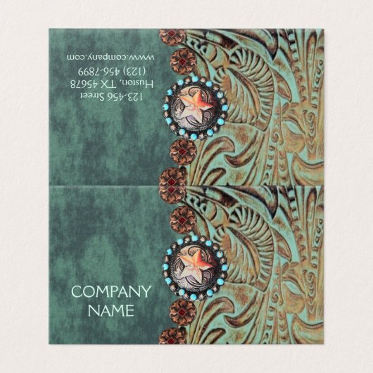 elegant blauwgroen leren met gereedschap uit weste kaart (Buitenkant ongevouwen)