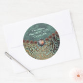 elegant blauwgroen leren met gereedschap uit weste ronde sticker (Envelop)