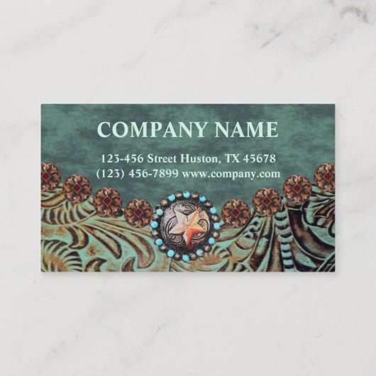 elegant blauwgroen leren met gereedschap uit weste visitekaartje (Achterkant)