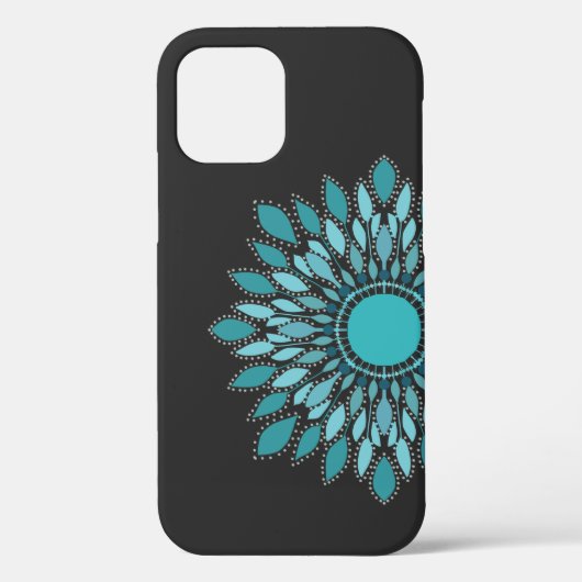 Elegant Blauwgroen Lotus Flower Mandala Case-Mate iPhone Case (Achterkant)