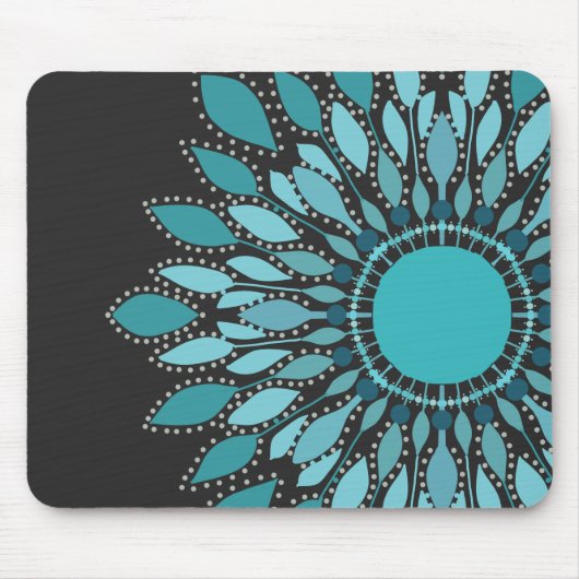 Elegant Blauwgroen Lotus Flower Stylish Muismat (Voorkant)