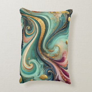 Elegant Blauwgroen & Magenta Abstract Kunstkussen Accent Kussen
