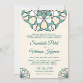 Elegant Blauwgroen Mandala Indian Wedding Invitati Kaart (Voorkant)
