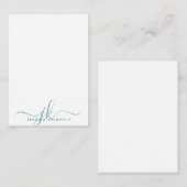 Elegant Blauwgroen Manuscript Monogram Initialen m Notitiekaartje (Voorkant / Achterkant)