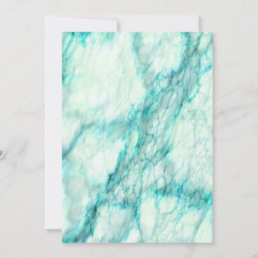 Elegant Blauwgroen marmer Uitnodiging (Achterkant)