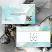 ELEGANT Blauwgroen marmer UW QR-CODE-Visitekaartje Visitekaartje